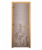 Изображение Дверь для бани и сауны ДС Сатин матовая рис. Рыбка. Цена 10 760 р Заказы по телефону: 8 (495) 926-26-22.